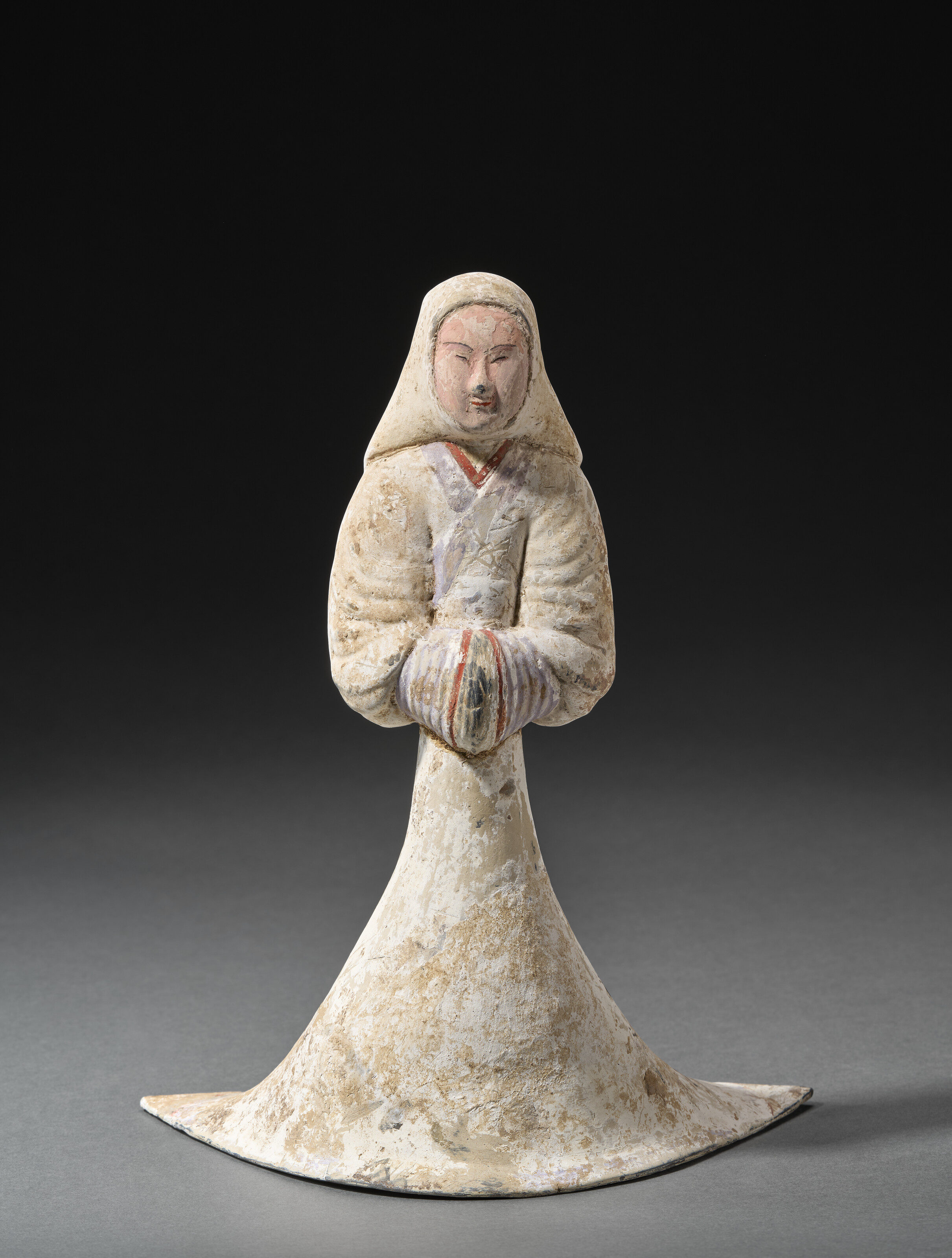 A Painted Grey Pottery Figure Of A Standing Lady — HAN DYNASTY (206 BC-AD 220)