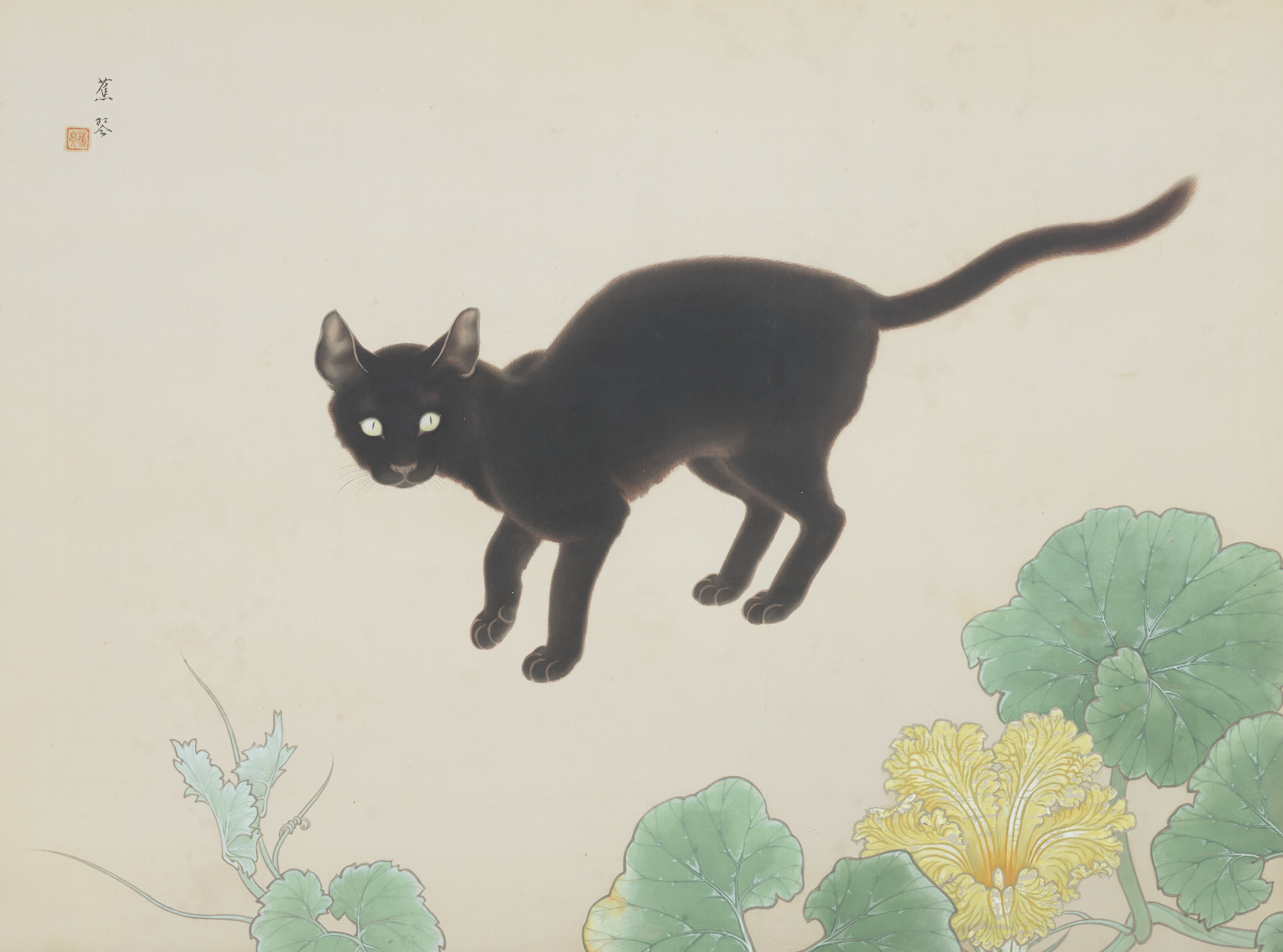 Katsuta Shokin — Black Cat and Nasturtium