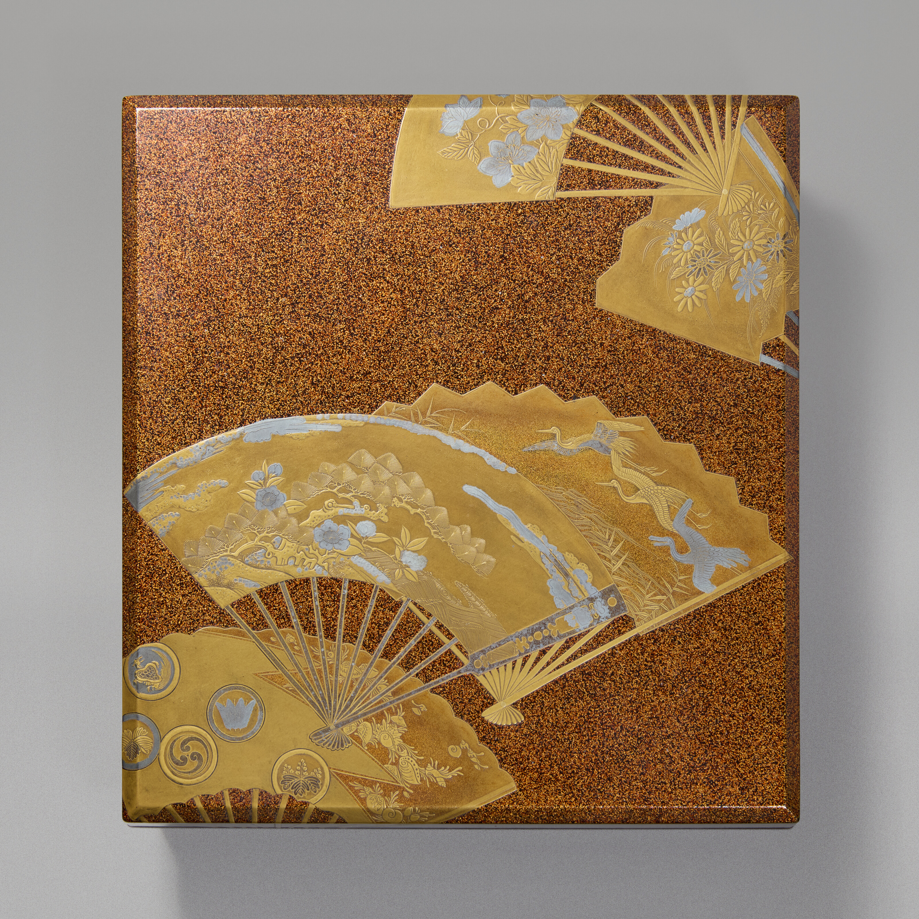 A Lacquer Writing Box ( Suzuribako ) With Scattered Fans — EDO PERIOD (18TH CENTURY)