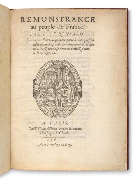 Remonstrance au peuple de France . Paris : Gabriel Buon, 1563.