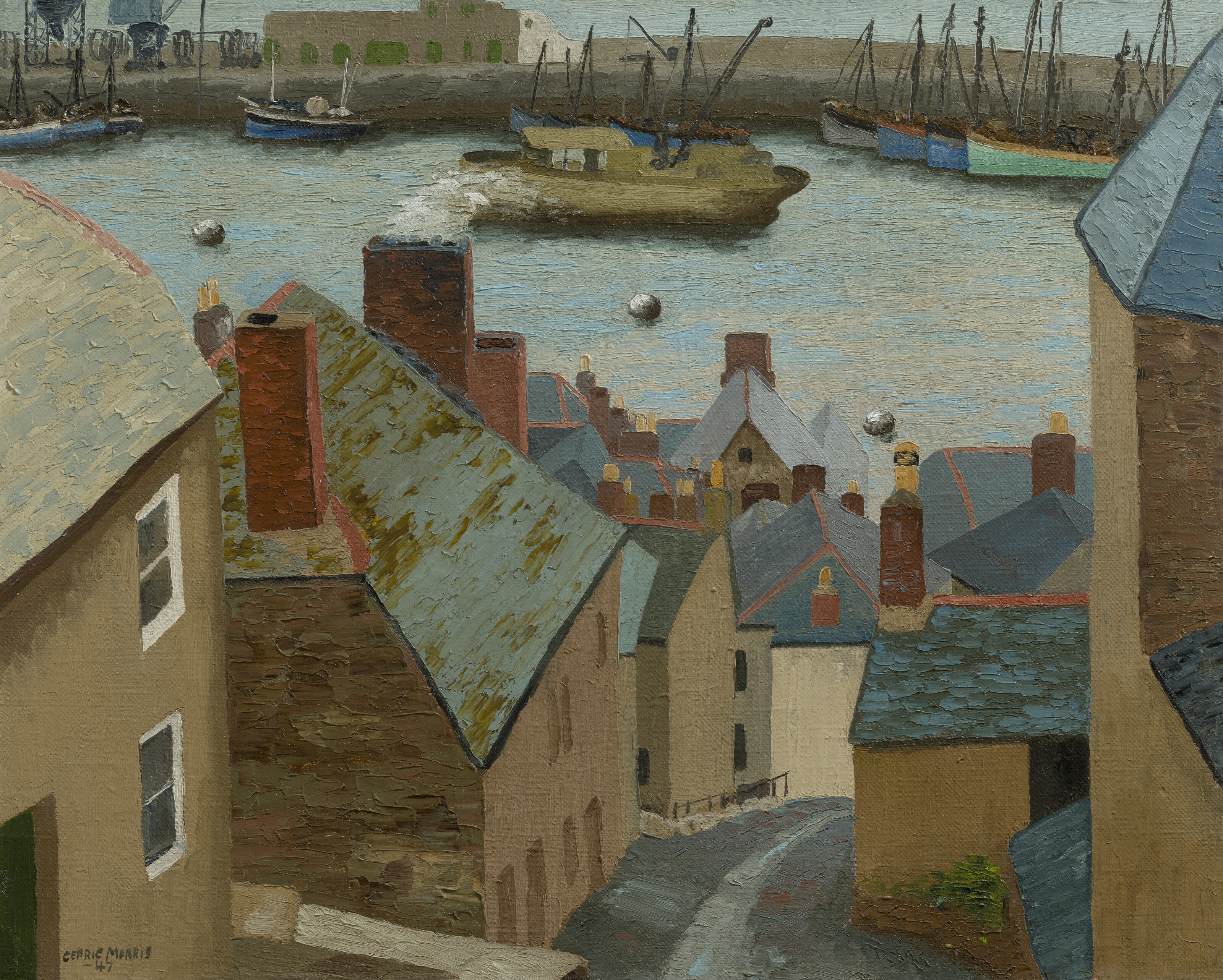 Sir Cedric Morris — Newlyn Harbour from Trewartha Street