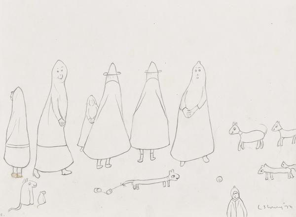 Figures with dogs