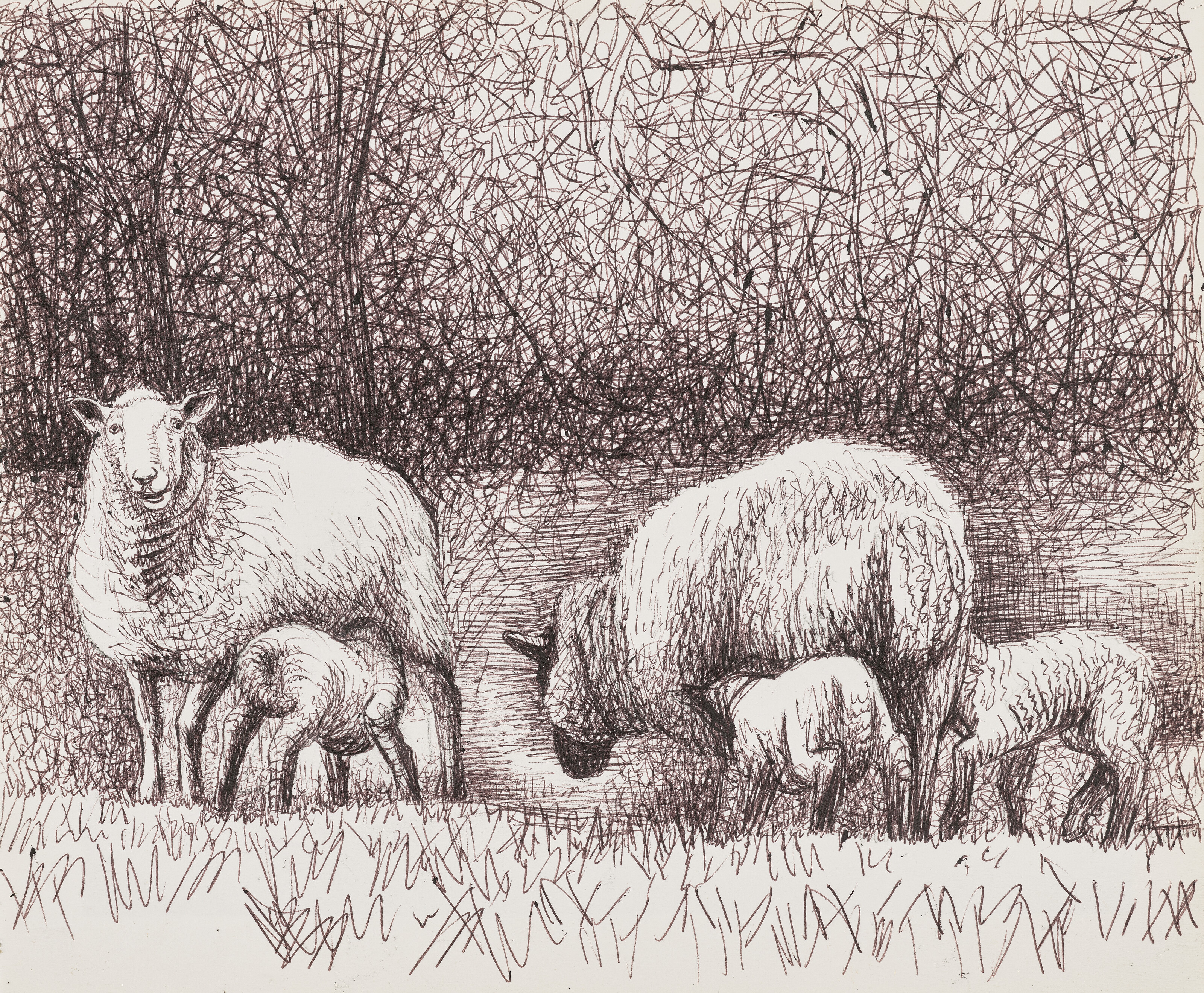 Henry Moore — Sheep with Lambs at the Edge of a Wood