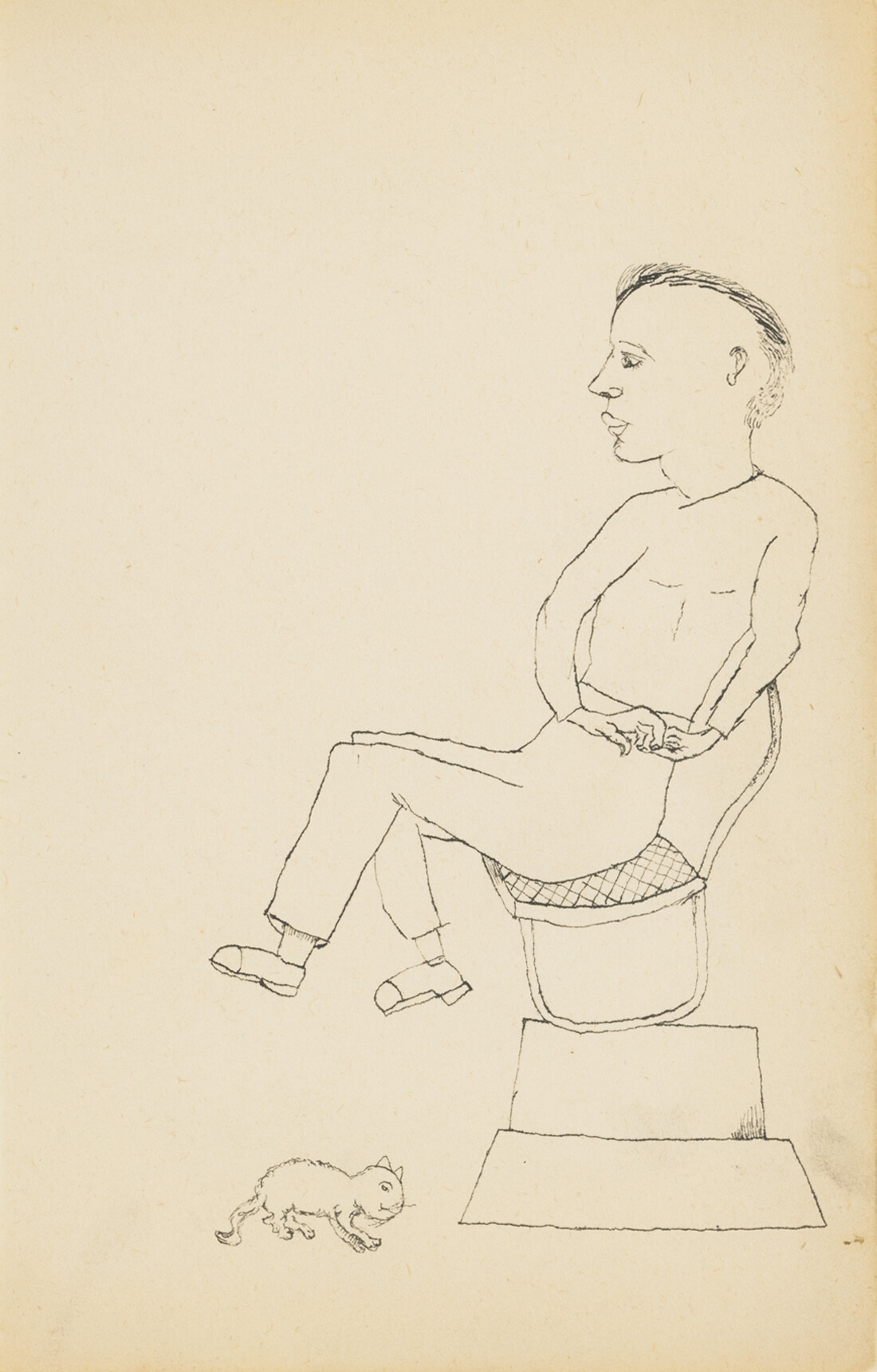 Lucian Freud — Untitled (Man with Cat)