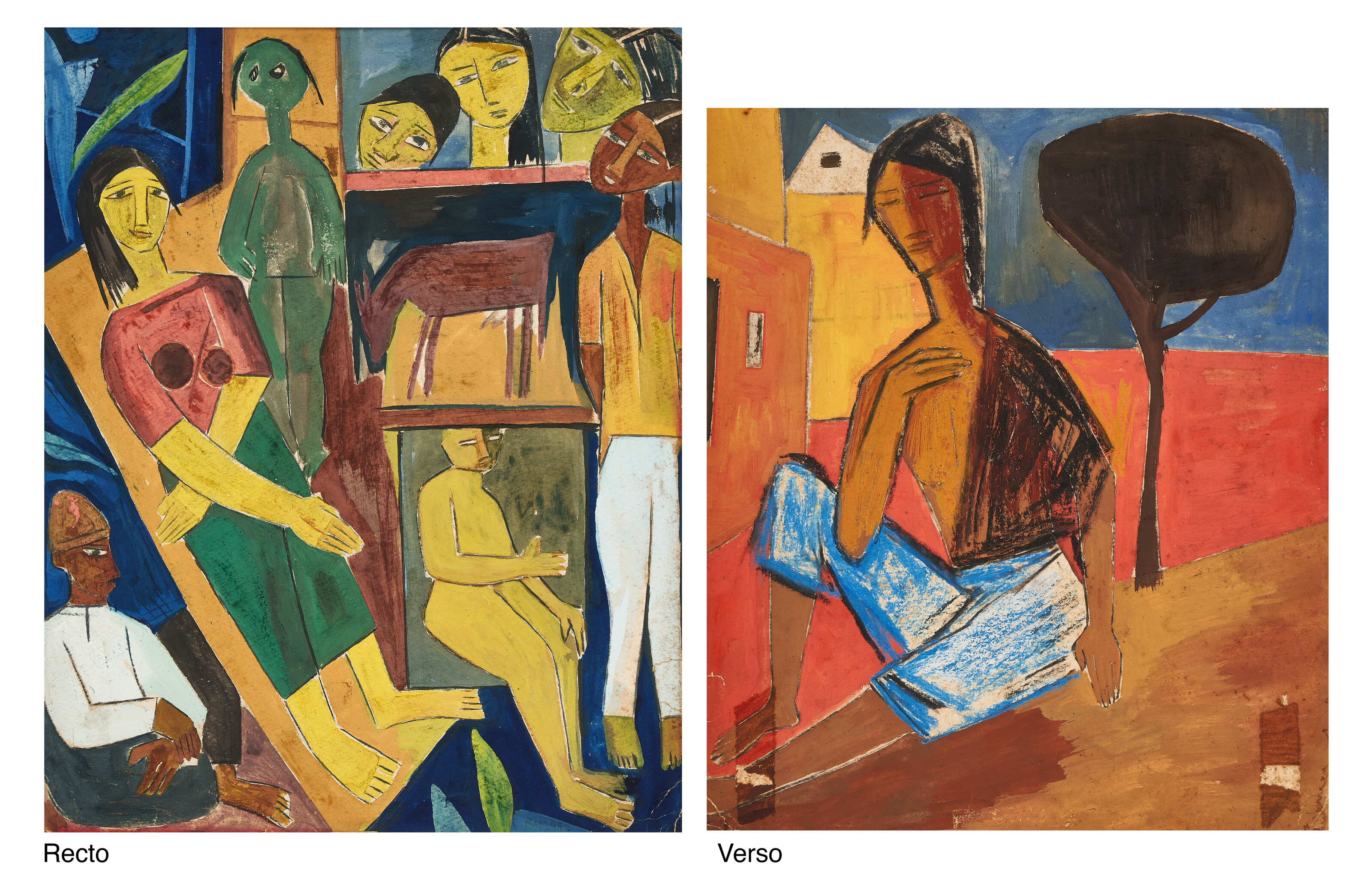 Ram Kumar — Untitled (Family Group; Figure in Landscape)