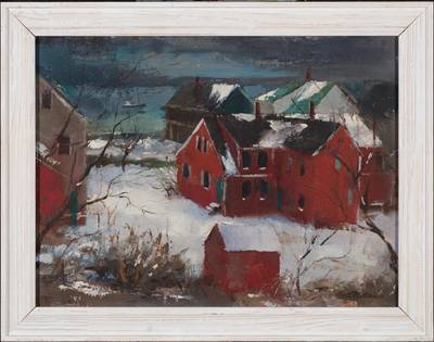 View of Houses on Provincetown Harbor, Winter