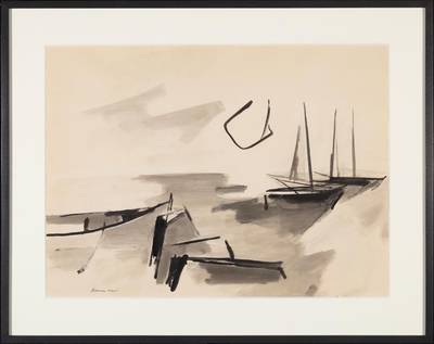 Untitled (Boats in a Harbor)