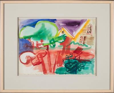 Untitled (Abstract of Houses and Trees)