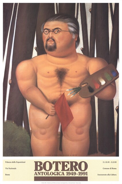 Fernando Botero — Self Portrait with Flag