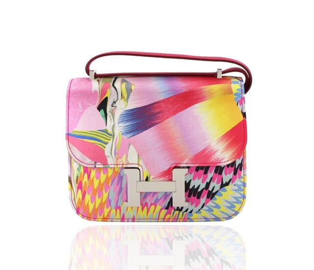 Hermès — Limited Edition Marble Silk and Rose Mexico Swift Mini Constance 18
