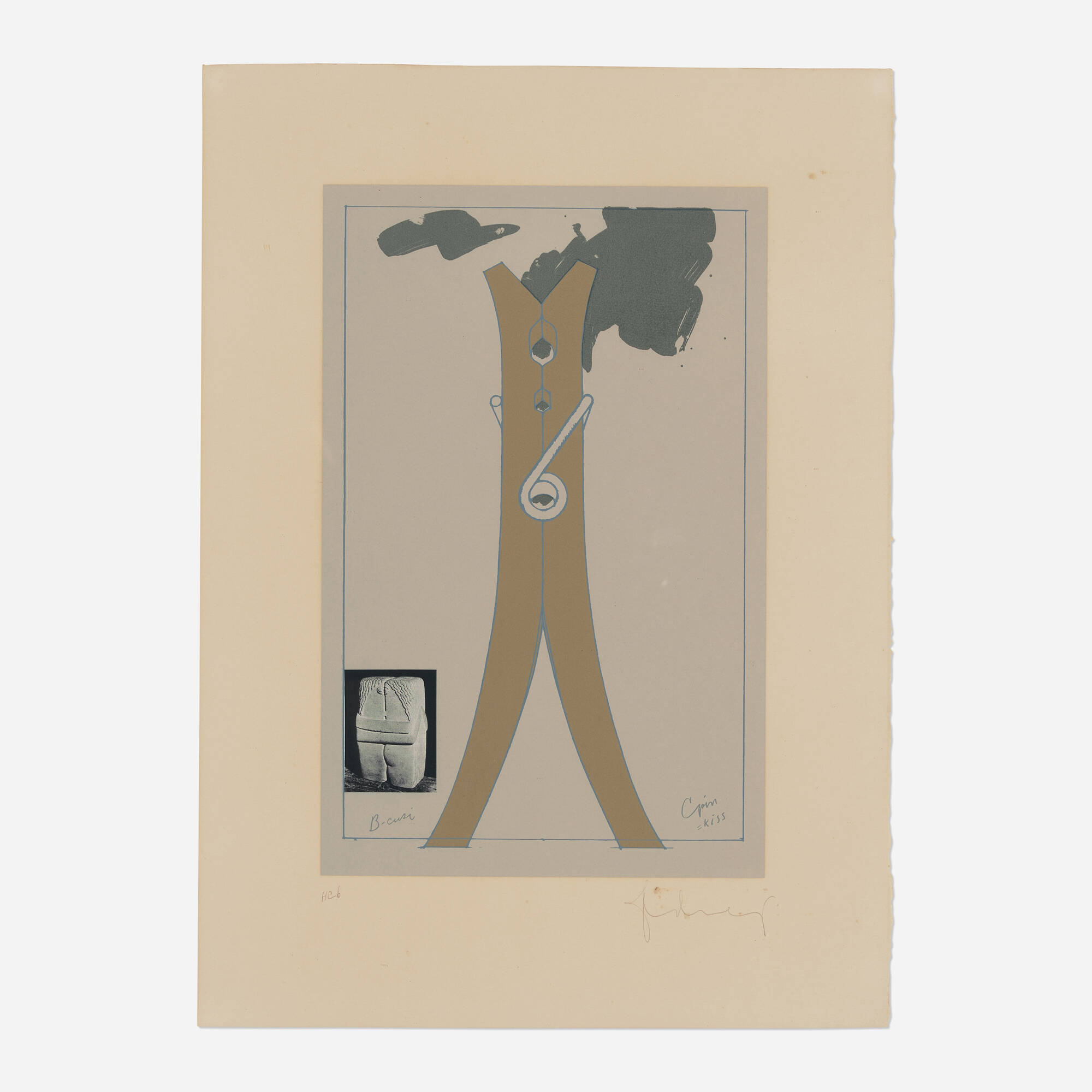 Claes Oldenburg — Proposal for a Colossal Structure in the Form of a Clothspin - Compared to Brancusi's Kiss