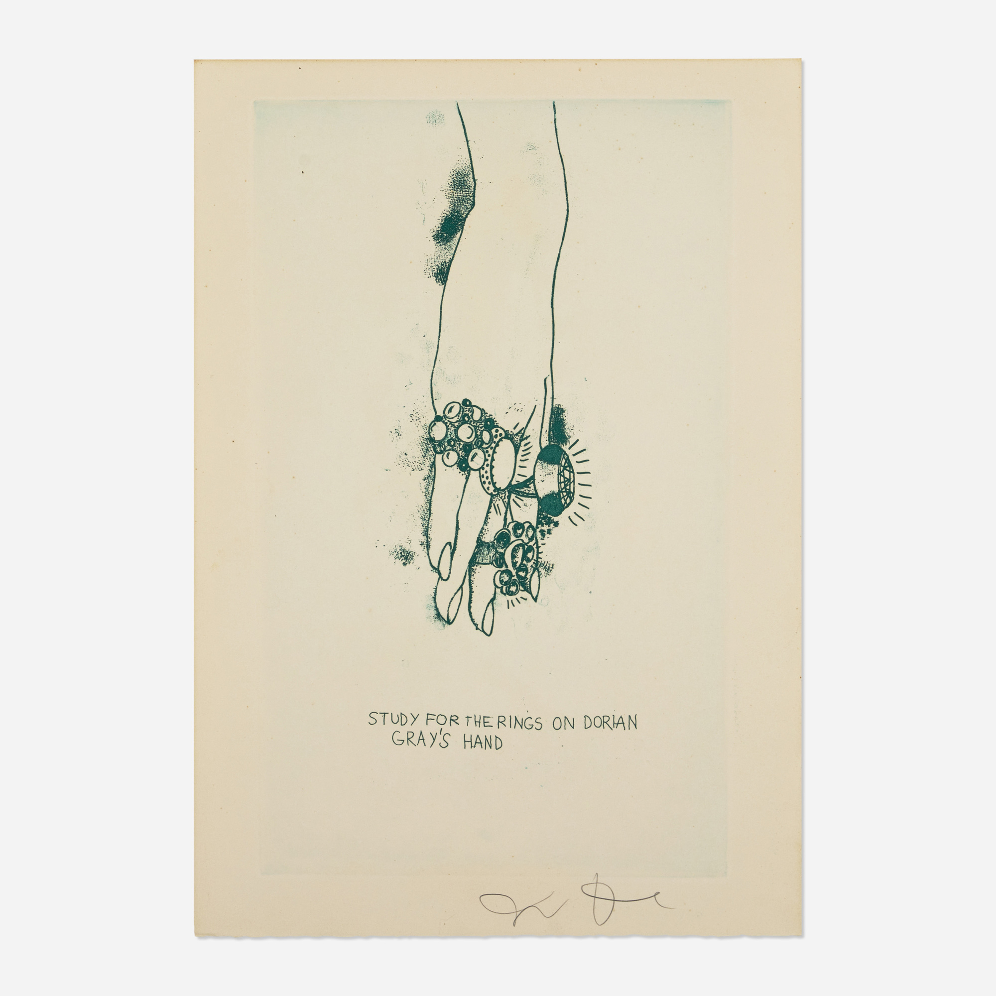 Jim Dine — Study for the Rings on Dorian Gray's Hand (from The Picture of Dorian Gray portfolio)