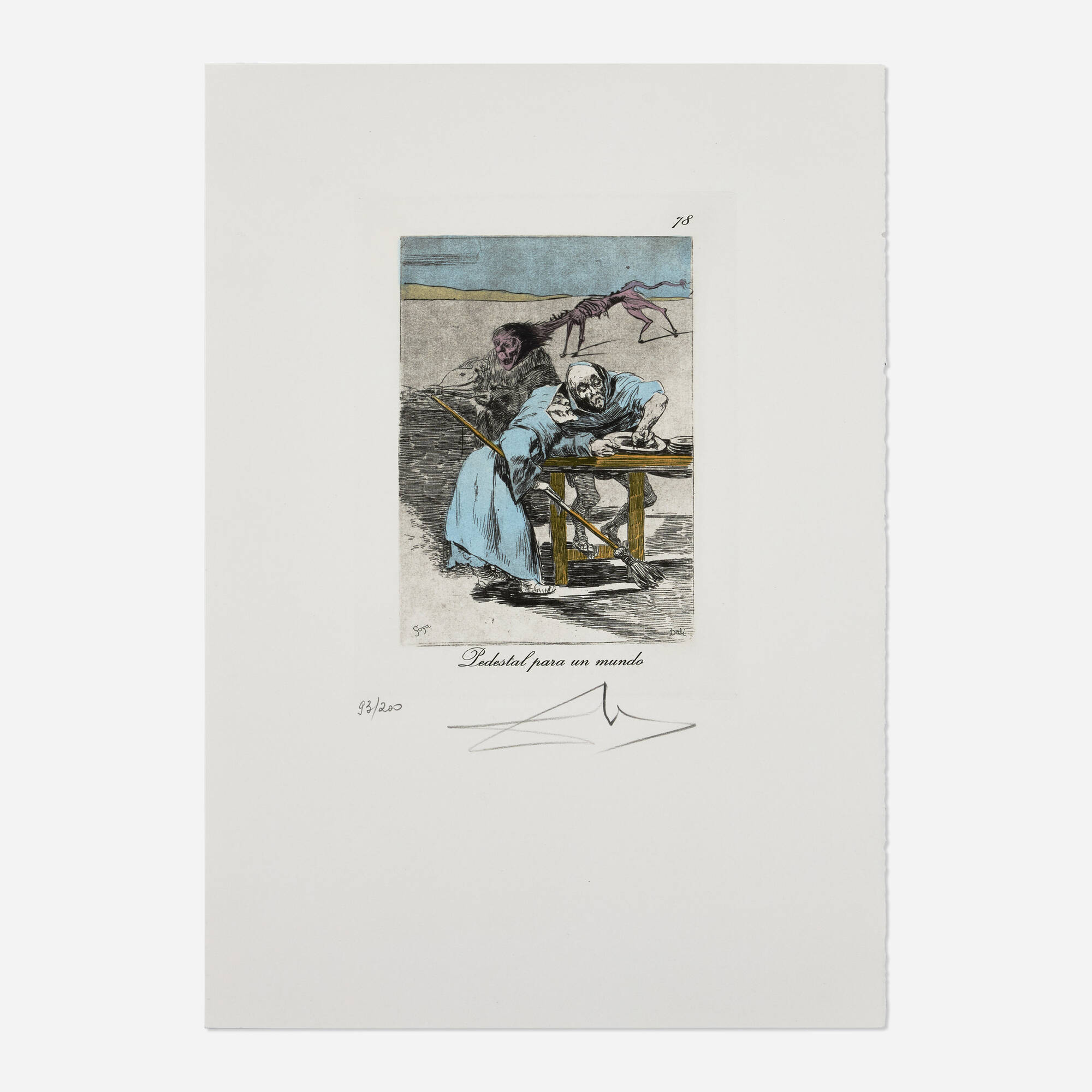 Salvador Dalí — Pedestal para un mundo (from the Les Caprices de Goya de Dalí portfolio)