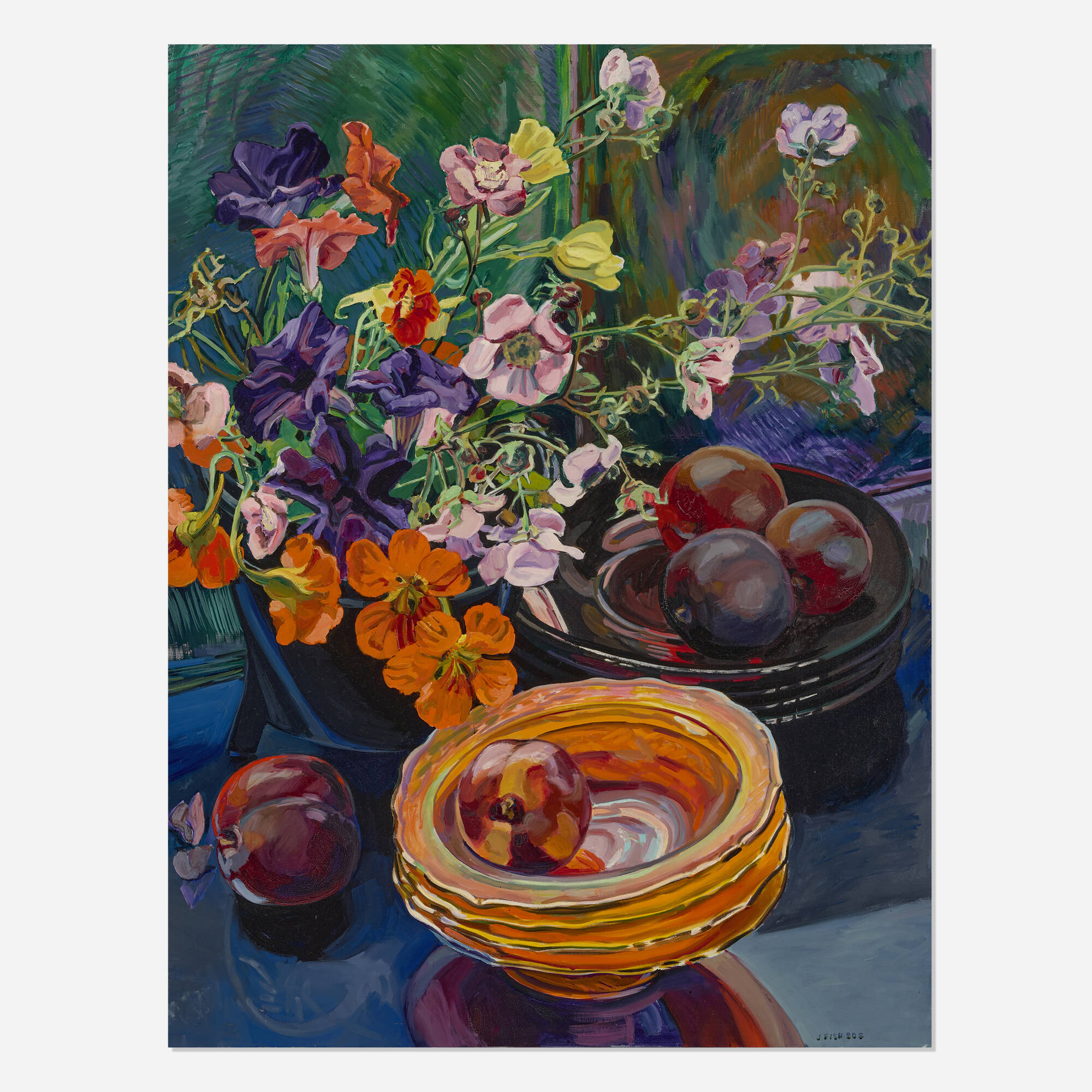 Janet Fish — Nasturtiums and Plums