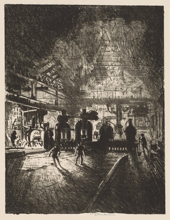 Joseph Pennell — English War Work:  In the Jaws of Death, Rolling Bars for Shells