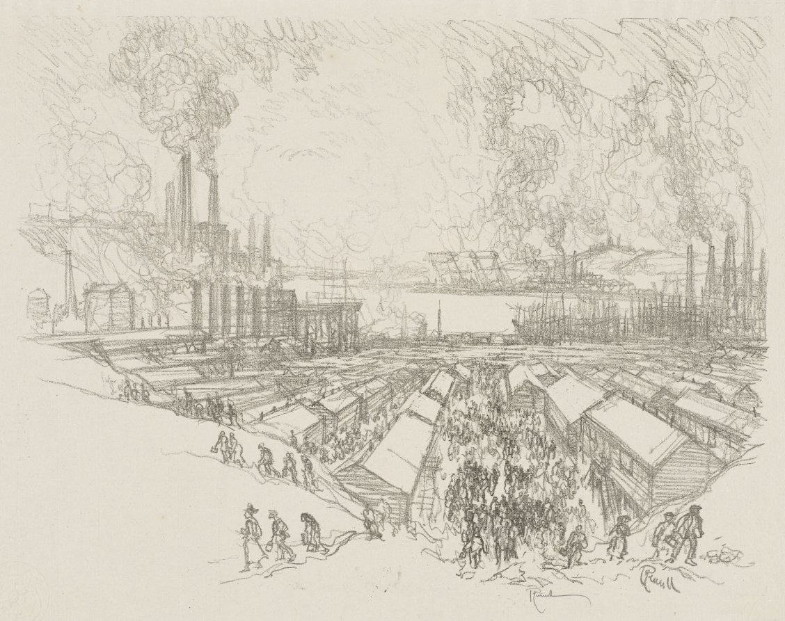 Joseph Pennell — English War Work:  Five O'Clock