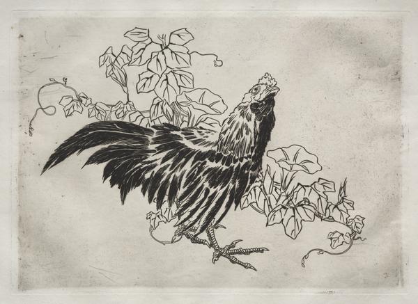 Dinner Service (Rousseau service): Rooster and morning glories (no. 25)