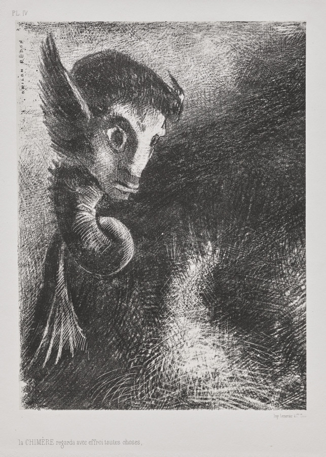 Odilon Redon — The Chimera Gazed at All Things with Fear
