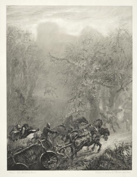 Essay on Stone with Brush and Scraper:  The Convoy of Prisoners through a Woods