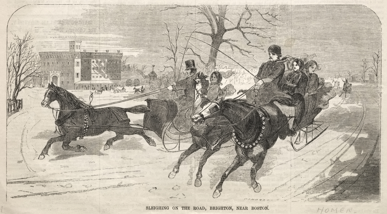 Winslow Homer — Sleighing on the Road, Brighton, near Boston