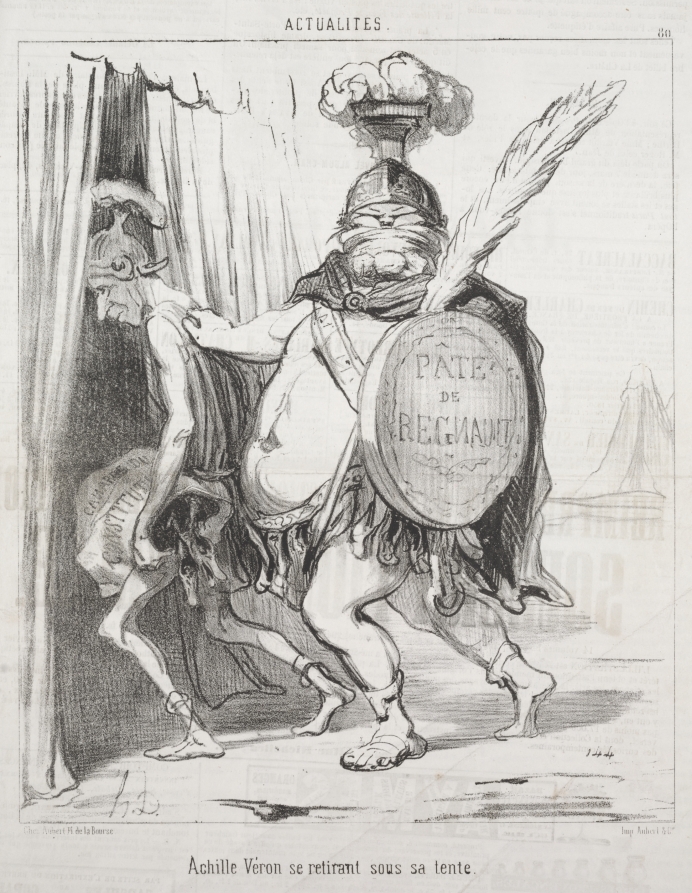 Honoré Daumier — Achilles Véron withdrawing into his tent.