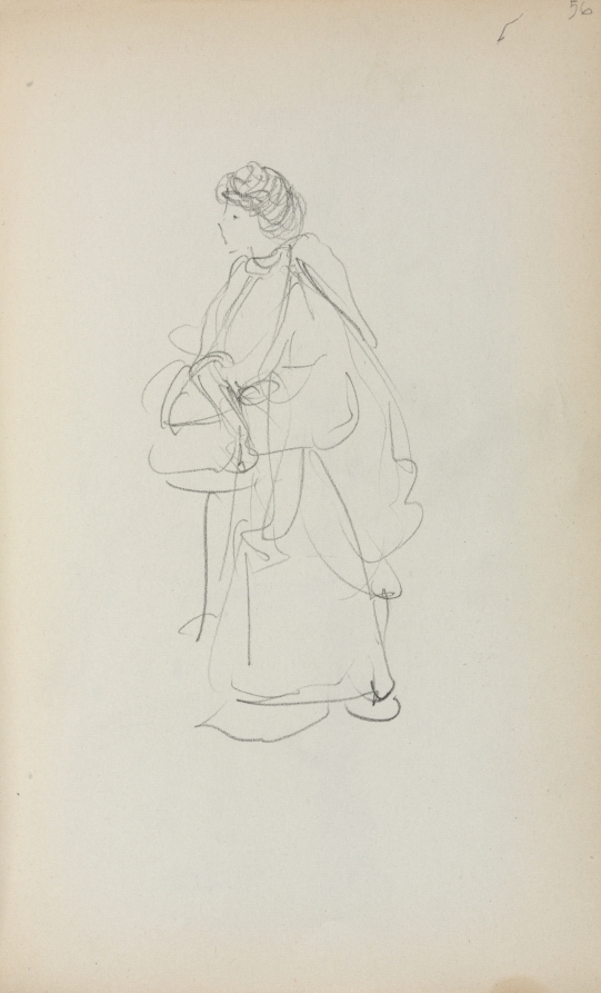 Maurice Prendergast — Italian Sketchbook: Standing Woman Holding a Satchel (page 56)