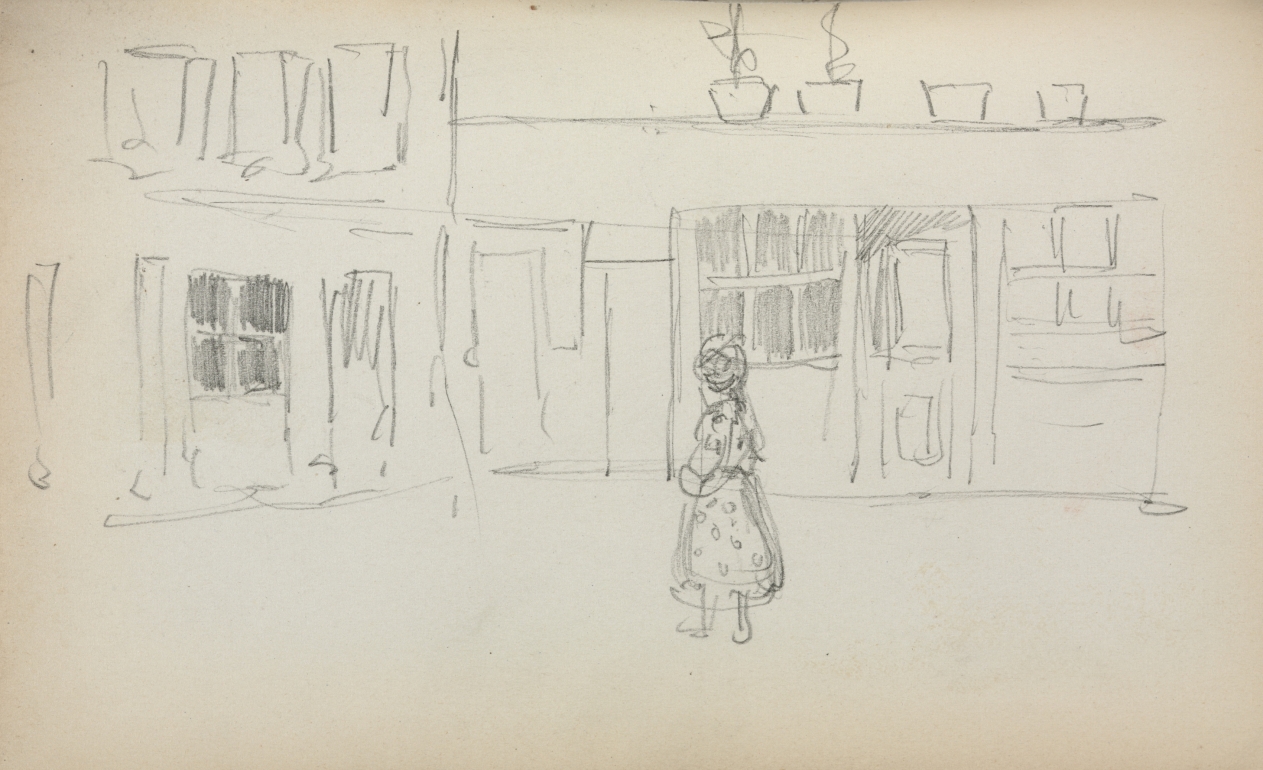 Maurice Prendergast — Italian Sketchbook: Street Scene with a Girl ( page 159)