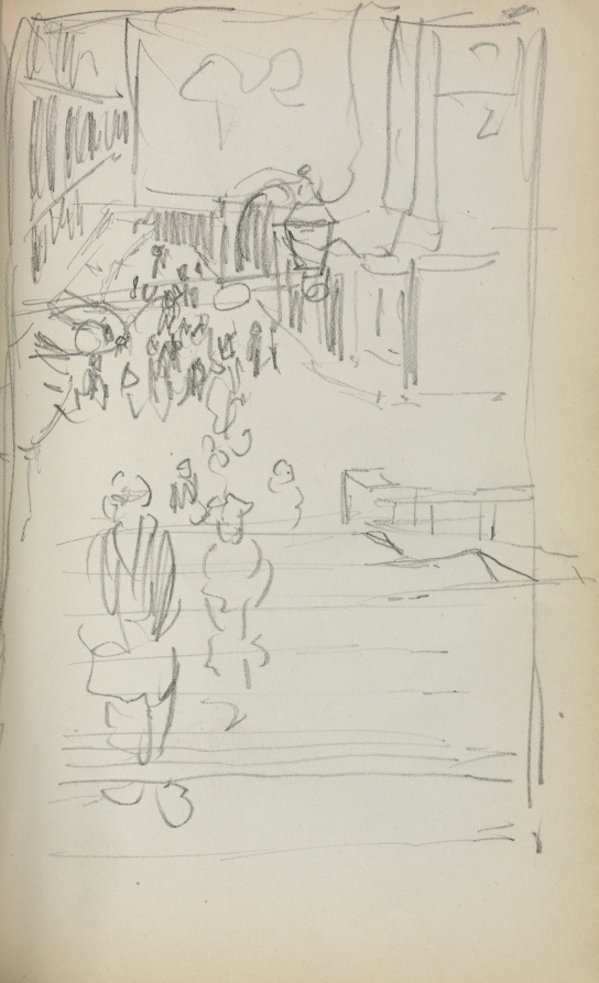 Maurice Prendergast — Italian Sketchbook: Stairs with Figures (page 165)