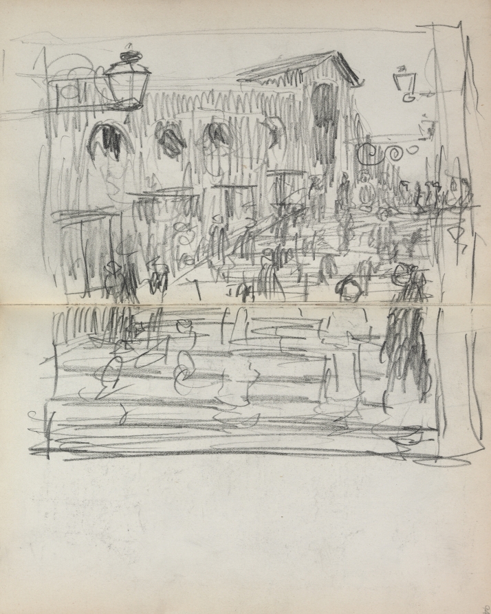 Maurice Prendergast — Italian Sketchbook: Bridge with Figures (page 93 & 94)