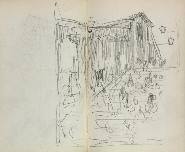 Maurice Prendergast — Italian Sketchbook: Bridge with Figures (page 95 & 96)