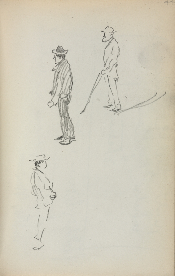 Maurice Prendergast — Italian Sketchbook: Three Standing Men (page 44)