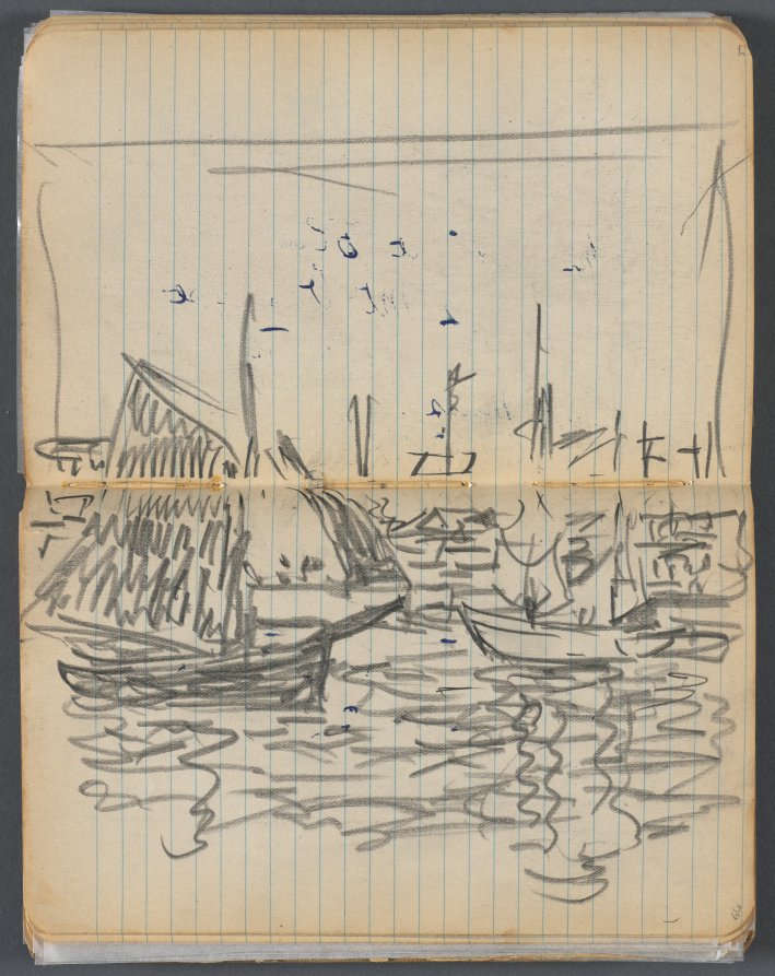 Maurice Prendergast — Sketchbook, page 056 &57: View of Sailboats 
