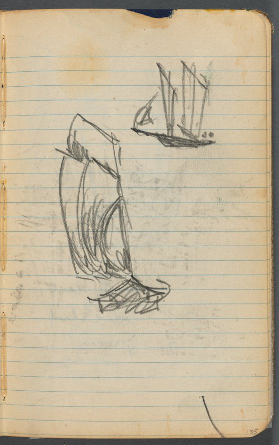 Maurice Prendergast — Sketchbook, page 135: Sailboats 