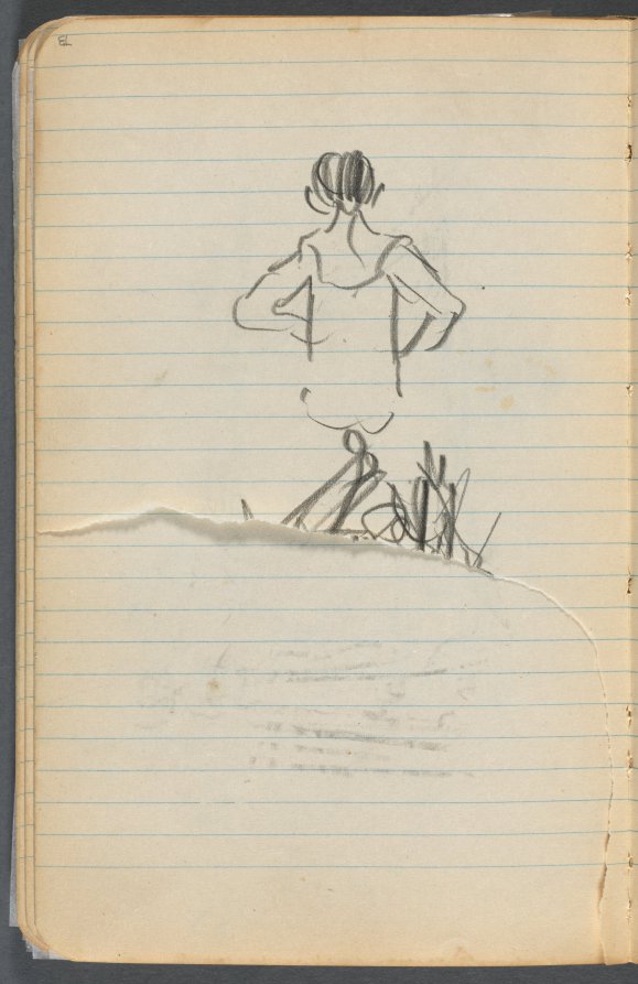 Maurice Prendergast — Sketchbook, page 073: Male Figure seen from the back 