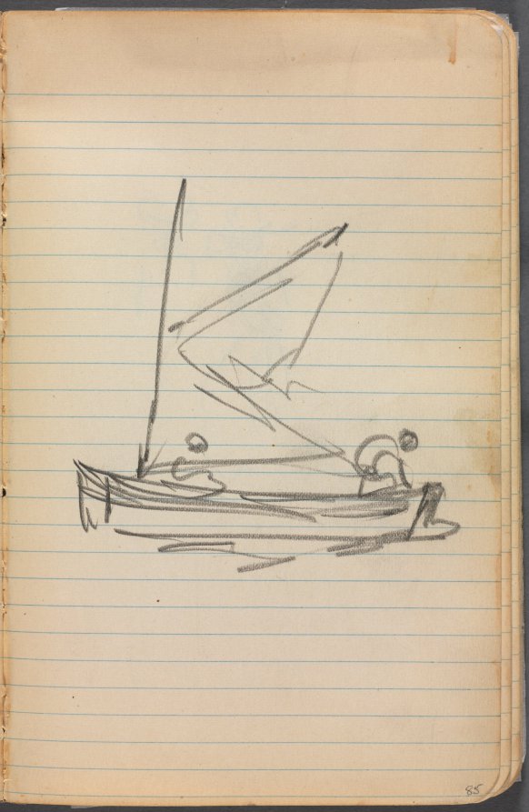 Maurice Prendergast — Sketchbook, page 085: Sailboat with Two Figures 