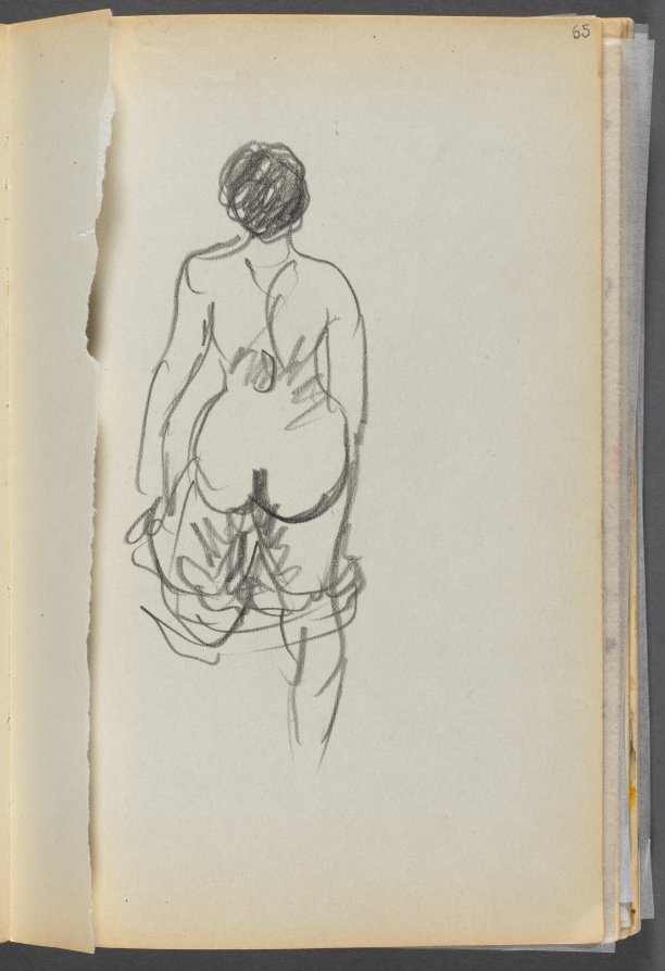 Maurice Prendergast — Sketchbook- The Granite Shore Hotel, Rockport, page 065: Nude Female seen from behind 