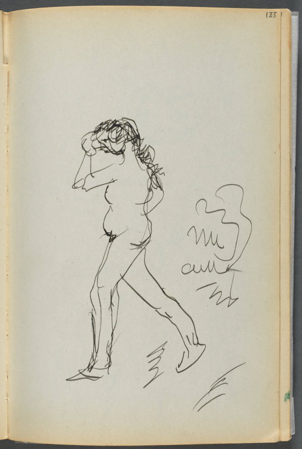 Maurice Prendergast — Sketchbook- The Granite Shore Hotel, Rockport, page 133: Nude Walking 