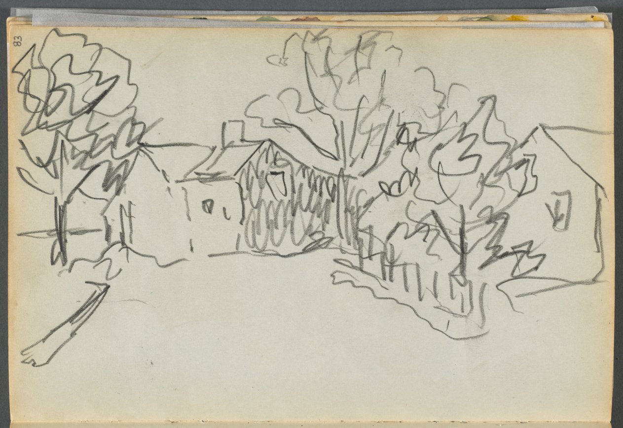 Maurice Prendergast — Sketchbook- The Granite Shore Hotel, Rockport, page 083: Village Scene 
