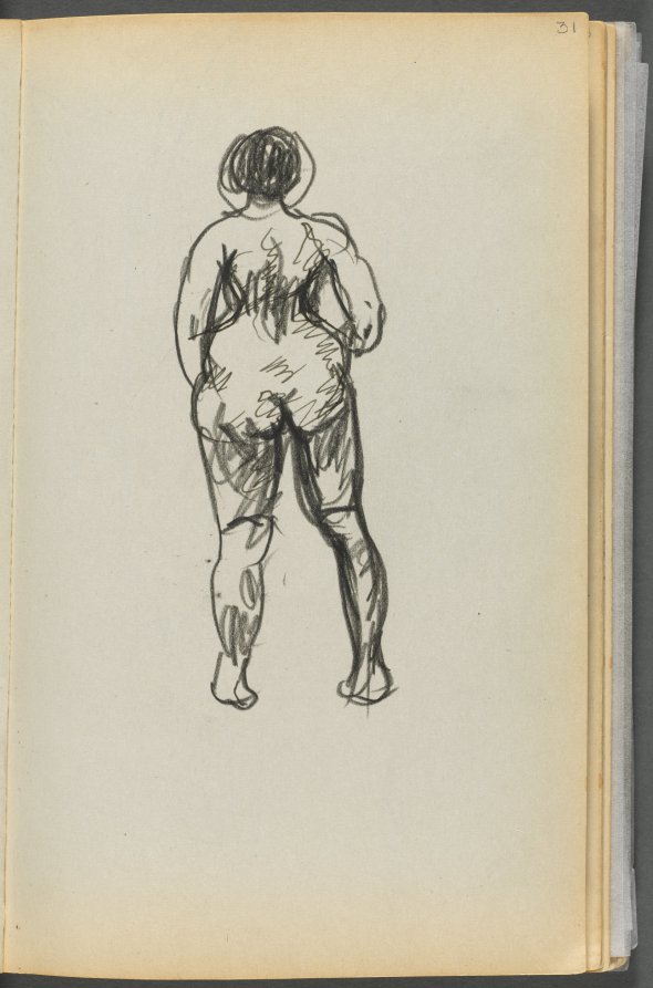 Maurice Prendergast — Sketchbook- The Granite Shore Hotel, Rockport, page 031: Female Nude seen from the back 