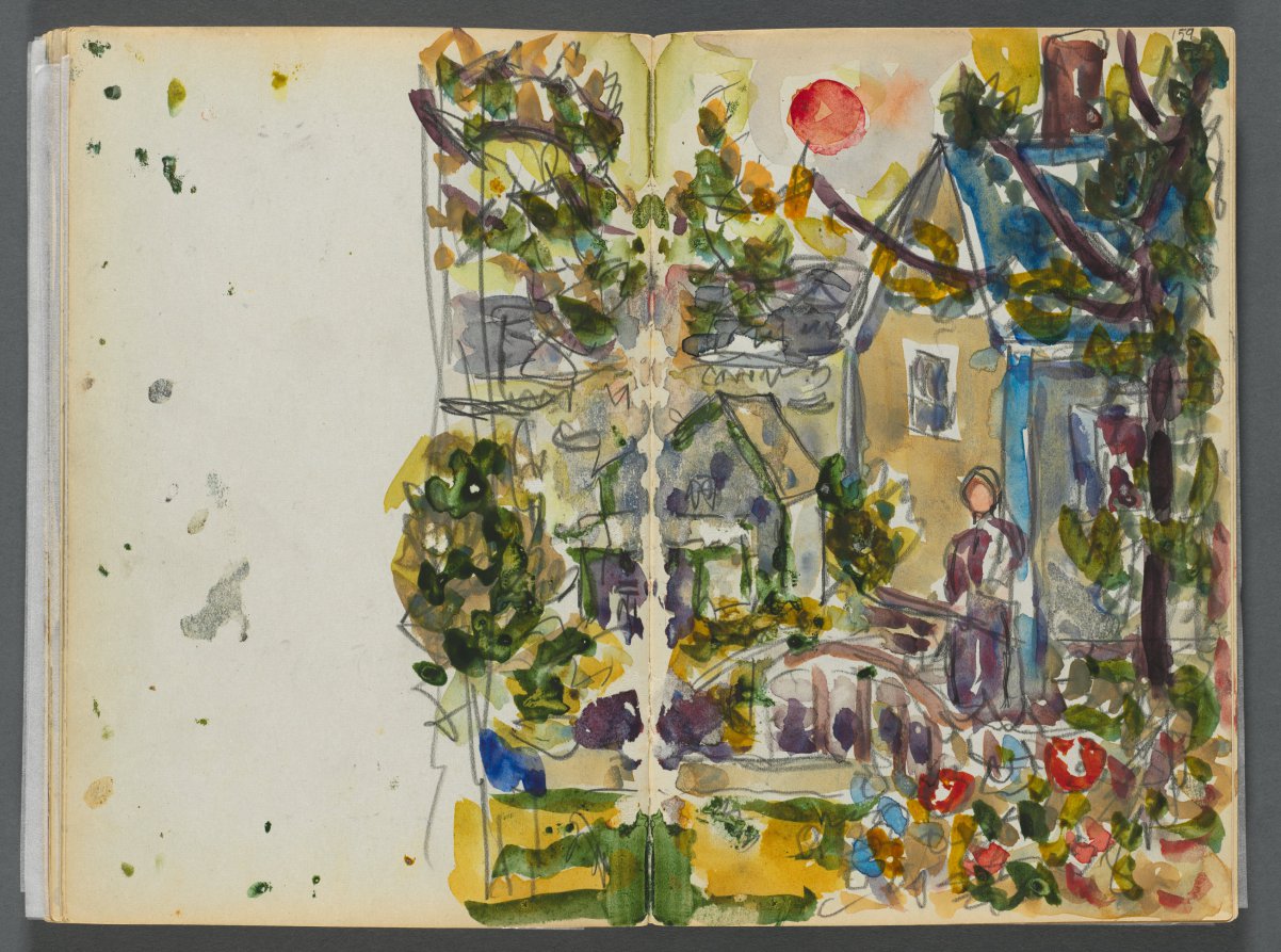 Maurice Prendergast — Sketchbook- The Granite Shore Hotel, Rockport, page 158 & 159: House and Garden 