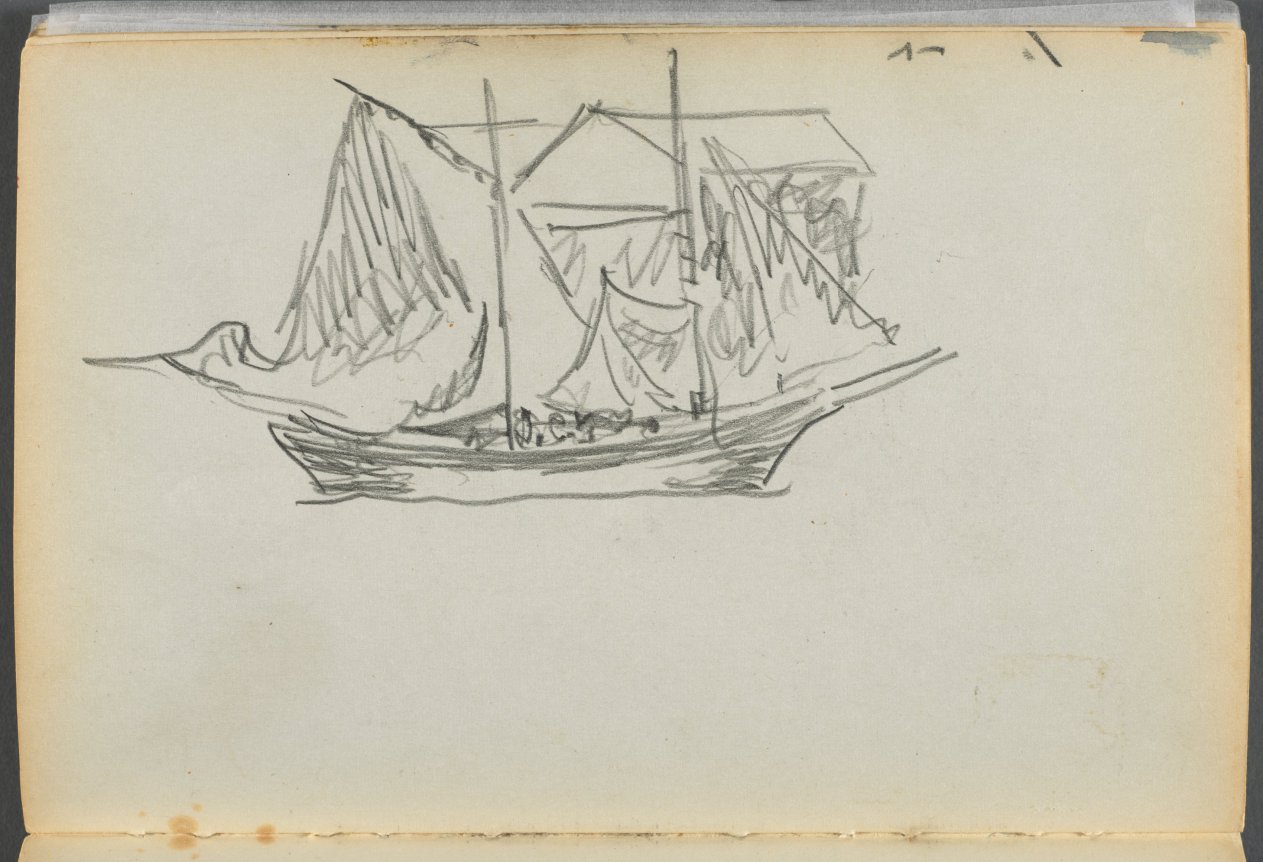 Maurice Prendergast — Sketchbook- The Granite Shore Hotel, Rockport, page 098: Sailboat 