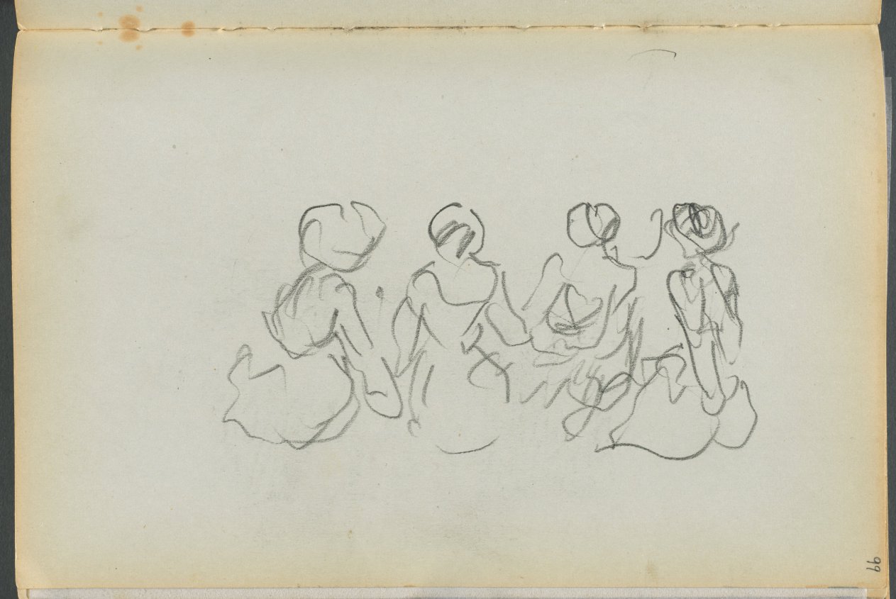 Maurice Prendergast — Sketchbook- The Granite Shore Hotel, Rockport, page 099: Seated Female Figures 