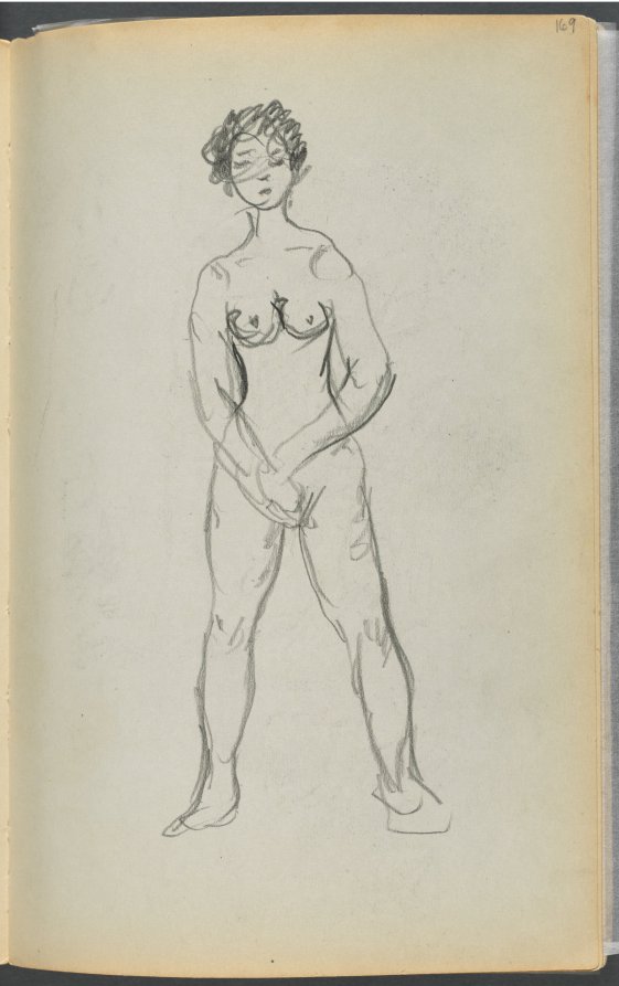 Maurice Prendergast — Sketchbook- The Granite Shore Hotel, Rockport, page 169: Female Nude