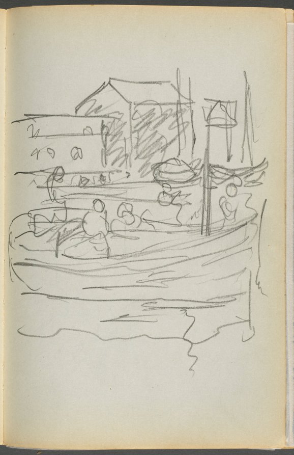Maurice Prendergast — Sketchbook- The Granite Shore Hotel, Rockport, page 108: Figures in a Boat 