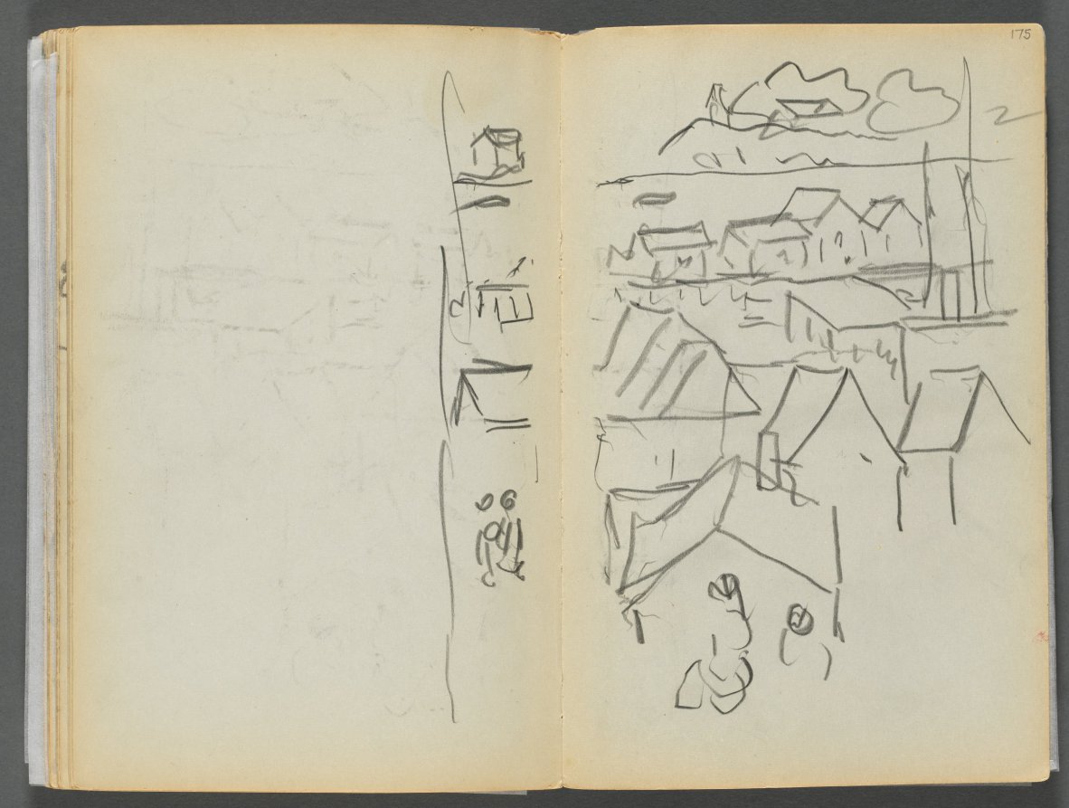 Maurice Prendergast — Sketchbook- The Granite Shore Hotel, Rockport, page 174 & 175: Houses 