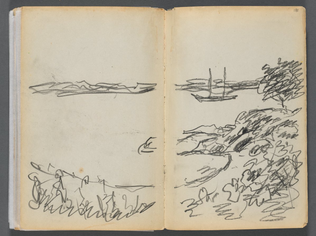 Maurice Prendergast — Sketchbook- The Granite Shore Hotel, Rockport, page 180 & 181: Shore line 