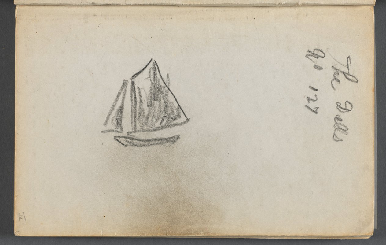 Maurice Prendergast — Sketchbook, The Dells, N° 127, page 001:Sailboat "The Dells"
