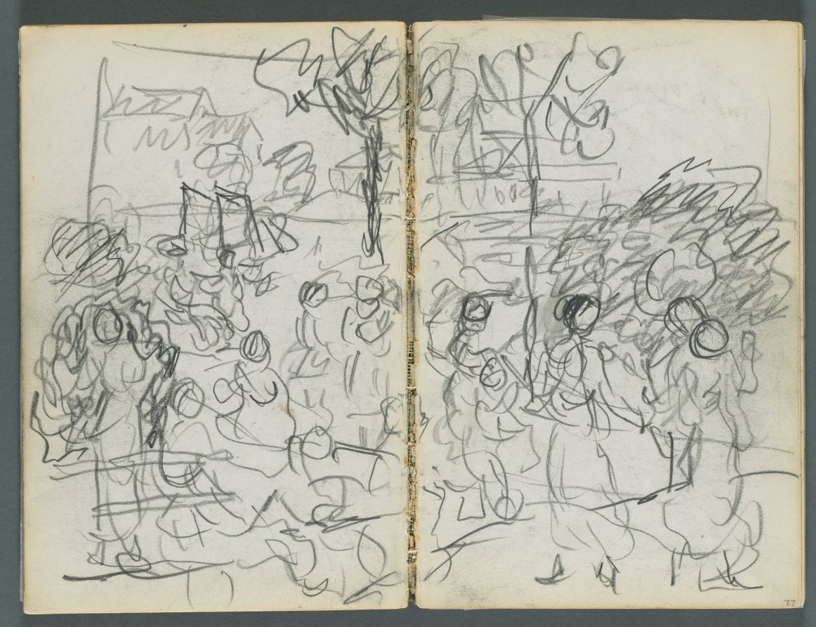 Maurice Prendergast — Sketchbook, The Dells, N° 127, page 076 & 77: Figures in a Landscape