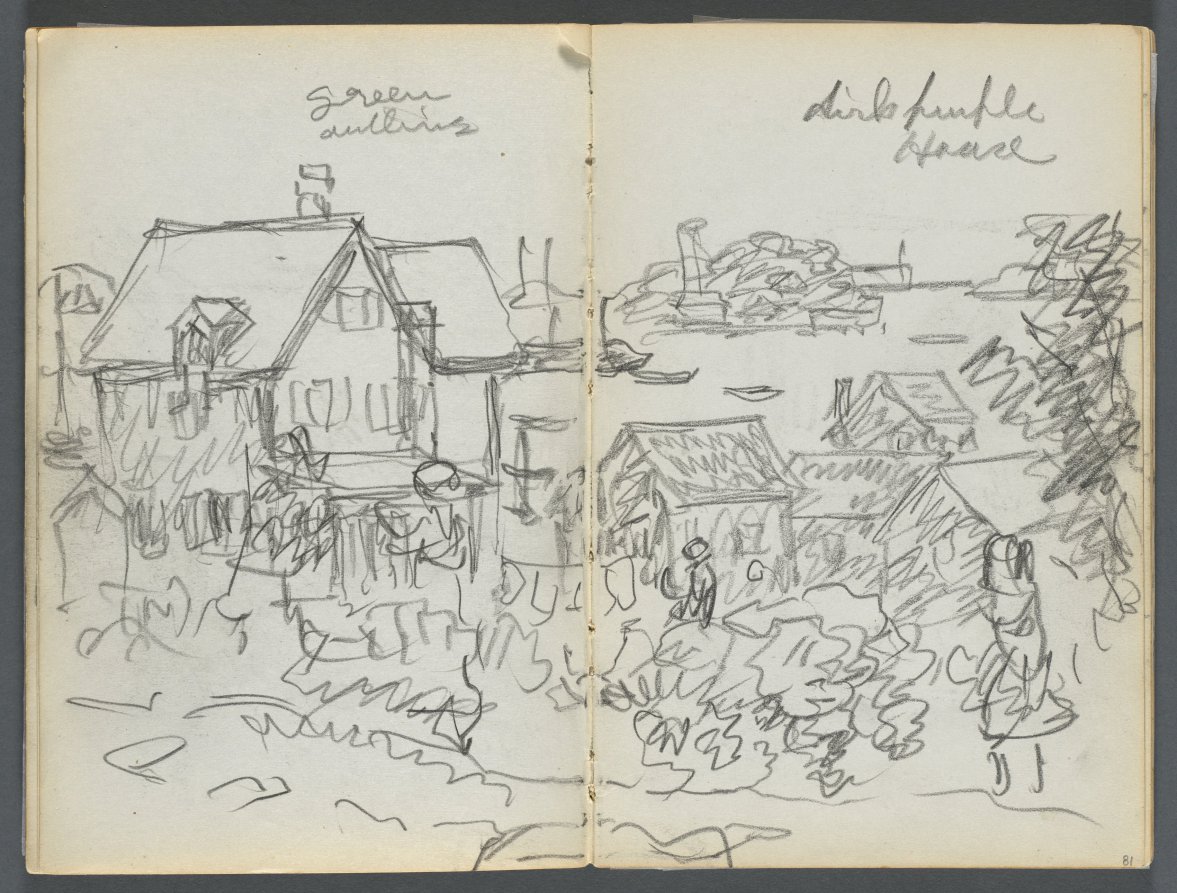 Maurice Prendergast — Sketchbook, The Dells, N° 127, page 080 & 81: Houses on a Coast