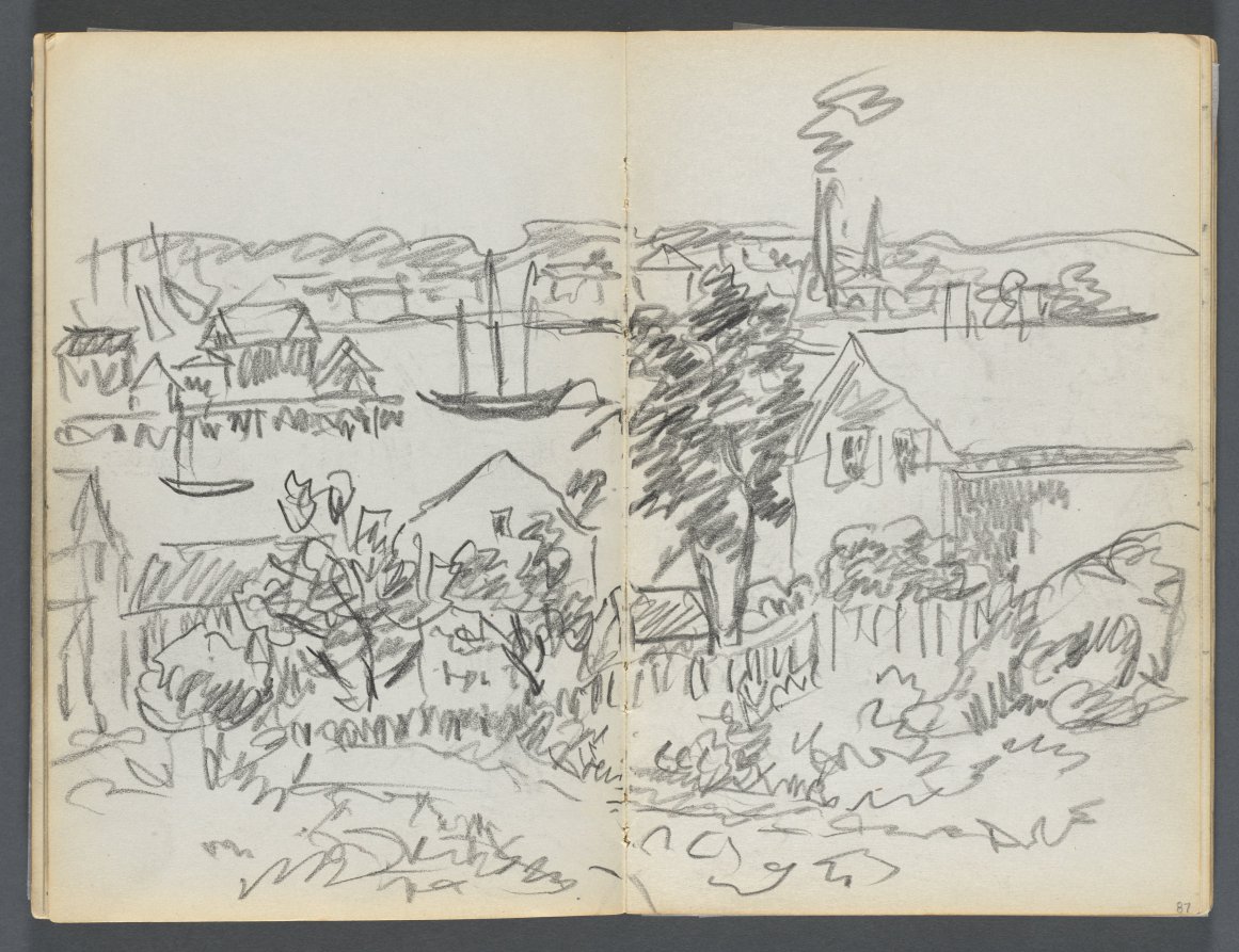 Maurice Prendergast — Sketchbook, The Dells, N° 127, page 086 & 87: Harbor View